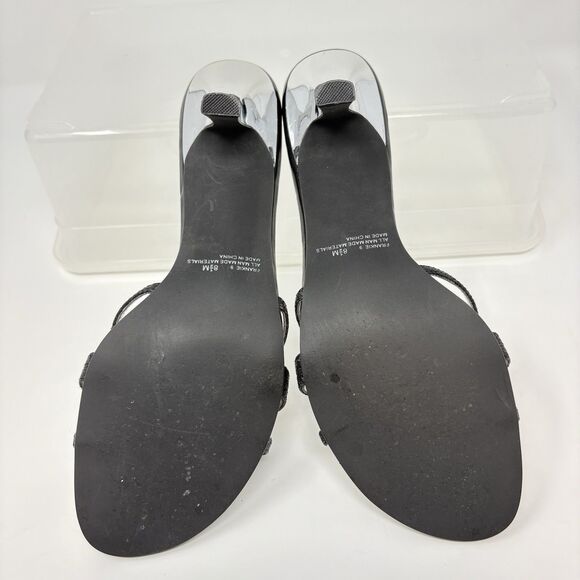 Rampage Frankie 9 Womens Black Glitter Silver Heels Evening Strappy Sandals 8.5M - Picture 9 of 10